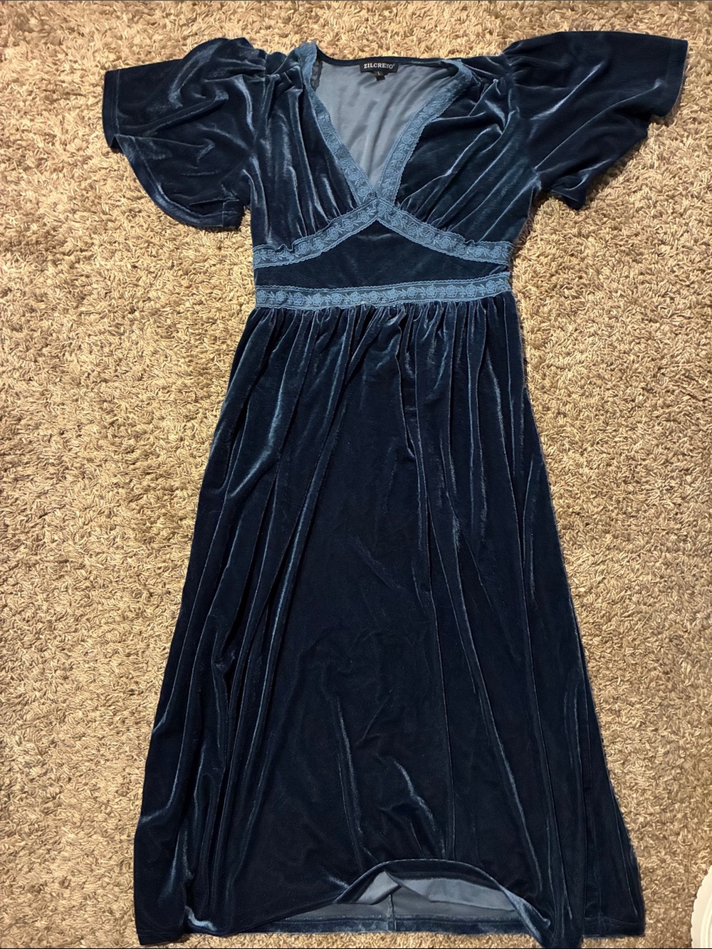 Dark blue velvet dress